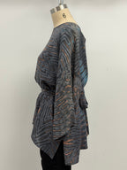 Carter Smith Shibori Mary Top with Scarf in Blue, Gray, and Salmon