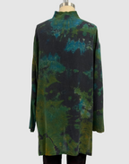 Carter Smith Hand Dyed Mandarin Silk Shirt in Blue, Green, and Black