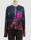 Galadriel Mattei Hand-Dyed Cashmere Crewneck Decon Cardigan in Uprooted Sky Cab