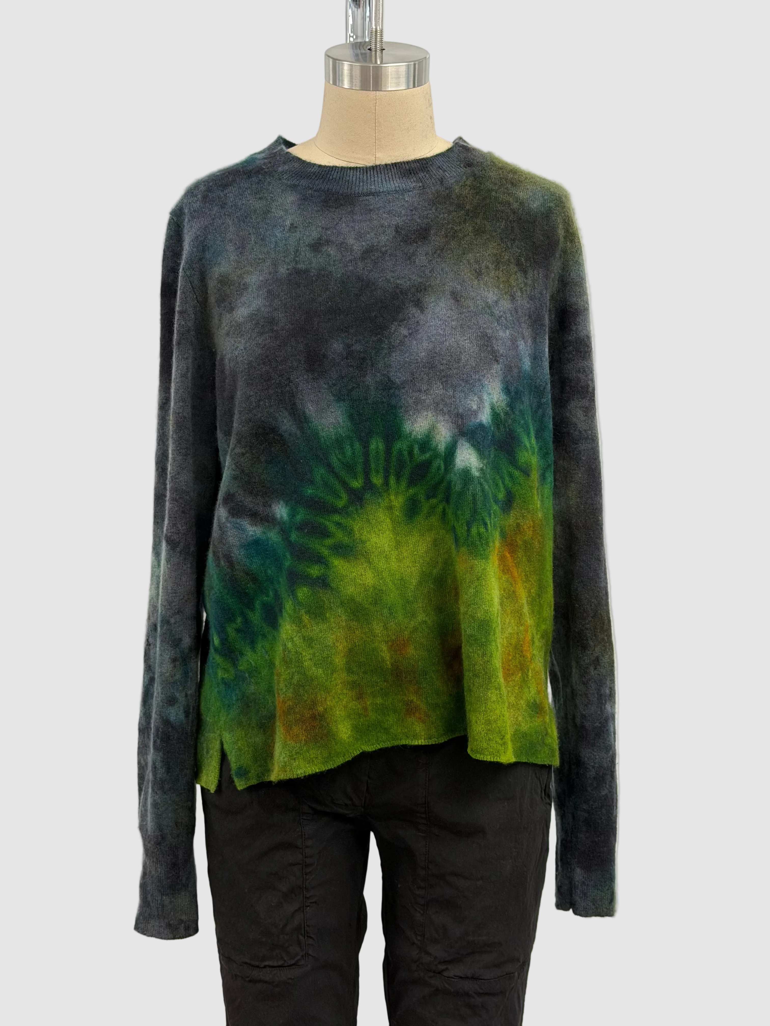 Galadriel Mattei Cashmere Pullover Contrails in Green Tones