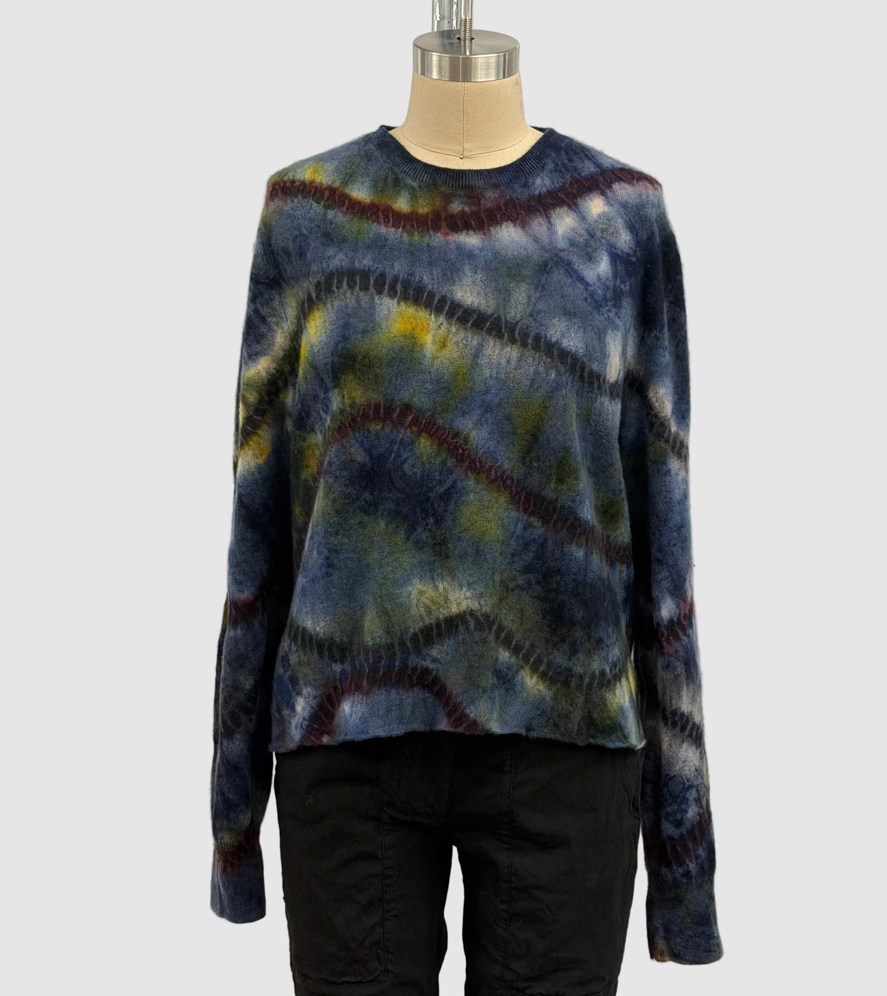 Galadriel Mattei Hand-Painted  Cashmere Sweater in Drunken Sailor Gunmetal