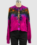Galadriel Mattei Hand-Dyed Cashmere Wingspan Cardigan Vanishing in Hot Pink Multi