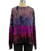 Galadriel Mattei Hand-Dyed Cashmere Crew Neck Pullover Stringband in Garnet, Fuchsia, and Lavender