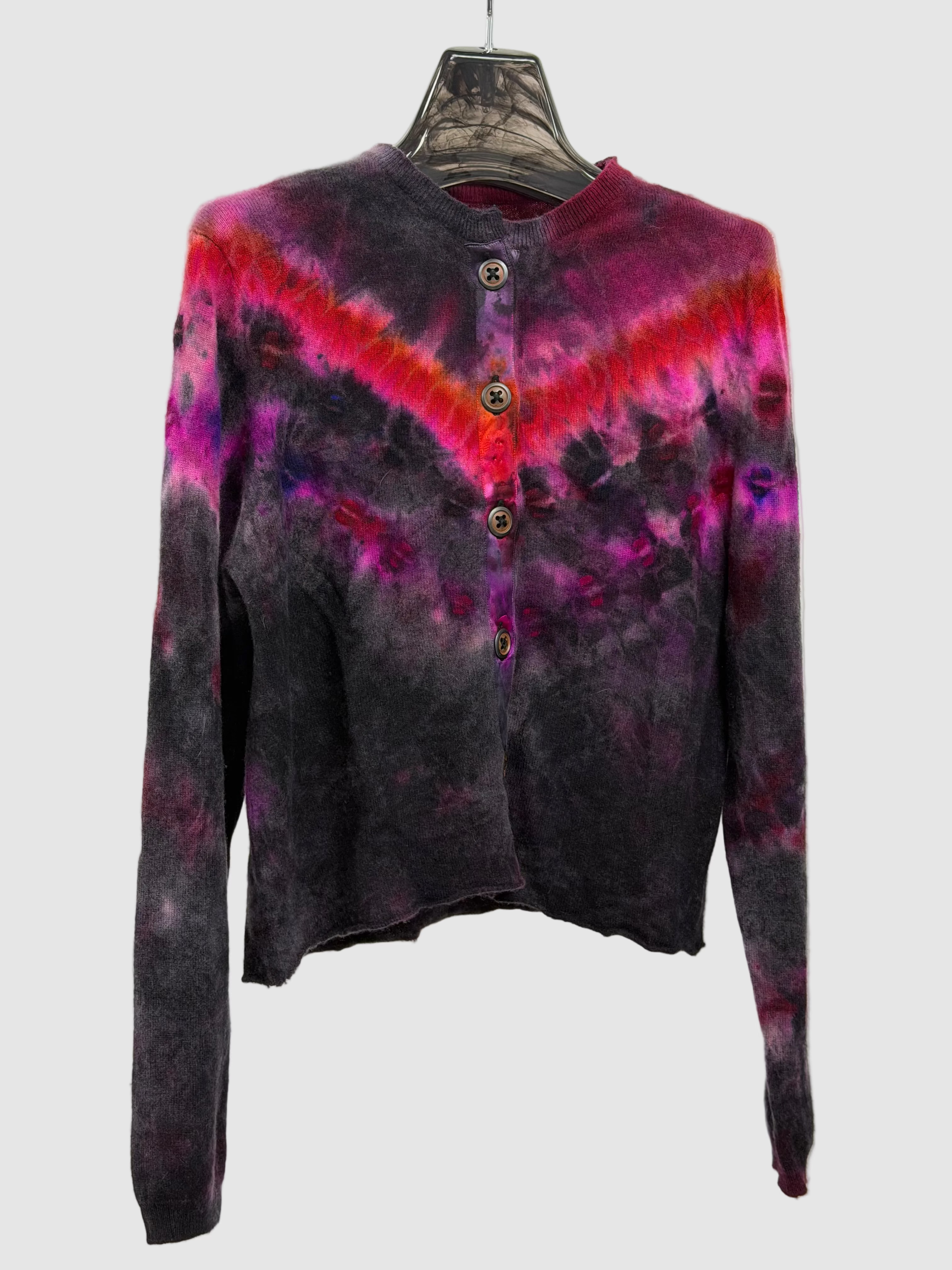 Galadriel Mattei Cashmere Cardigan Vanishing Point in Black Multi