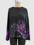 Galadriel Mattei Hand-Dyed Cashmere Pullover Sweater Skull with Bones in Black and Pink