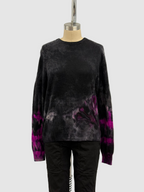 Galadriel Mattei Hand-Dyed Cashmere Pullover Sweater Skull with Bones in Black and Pink