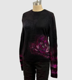 Galadriel Mattei Hand-Dyed Cashmere Pullover Sweater Skull with Bones in Black and Pink