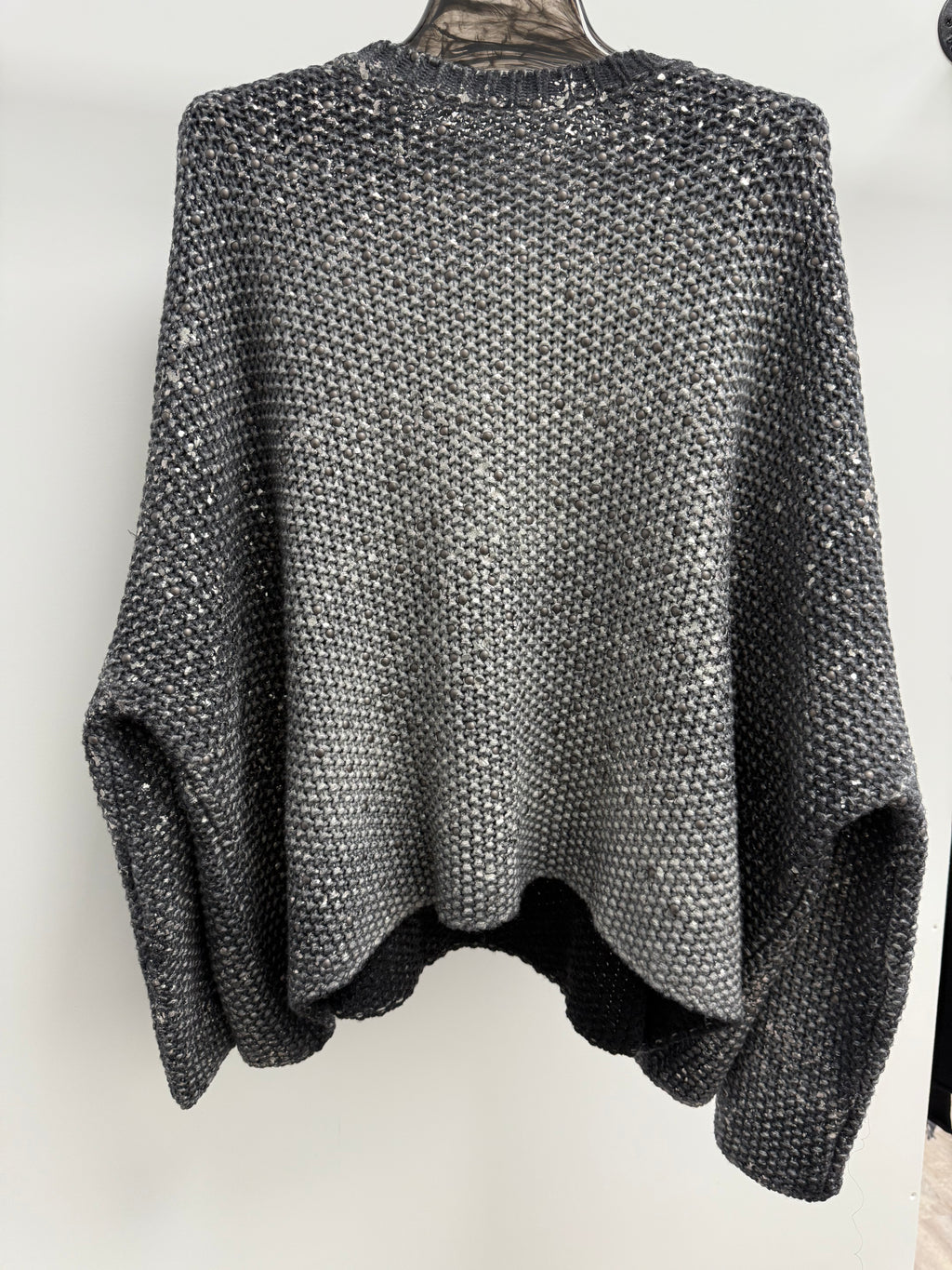 Merino Wool & Cashmere Husky Laminated Pullover with Studs