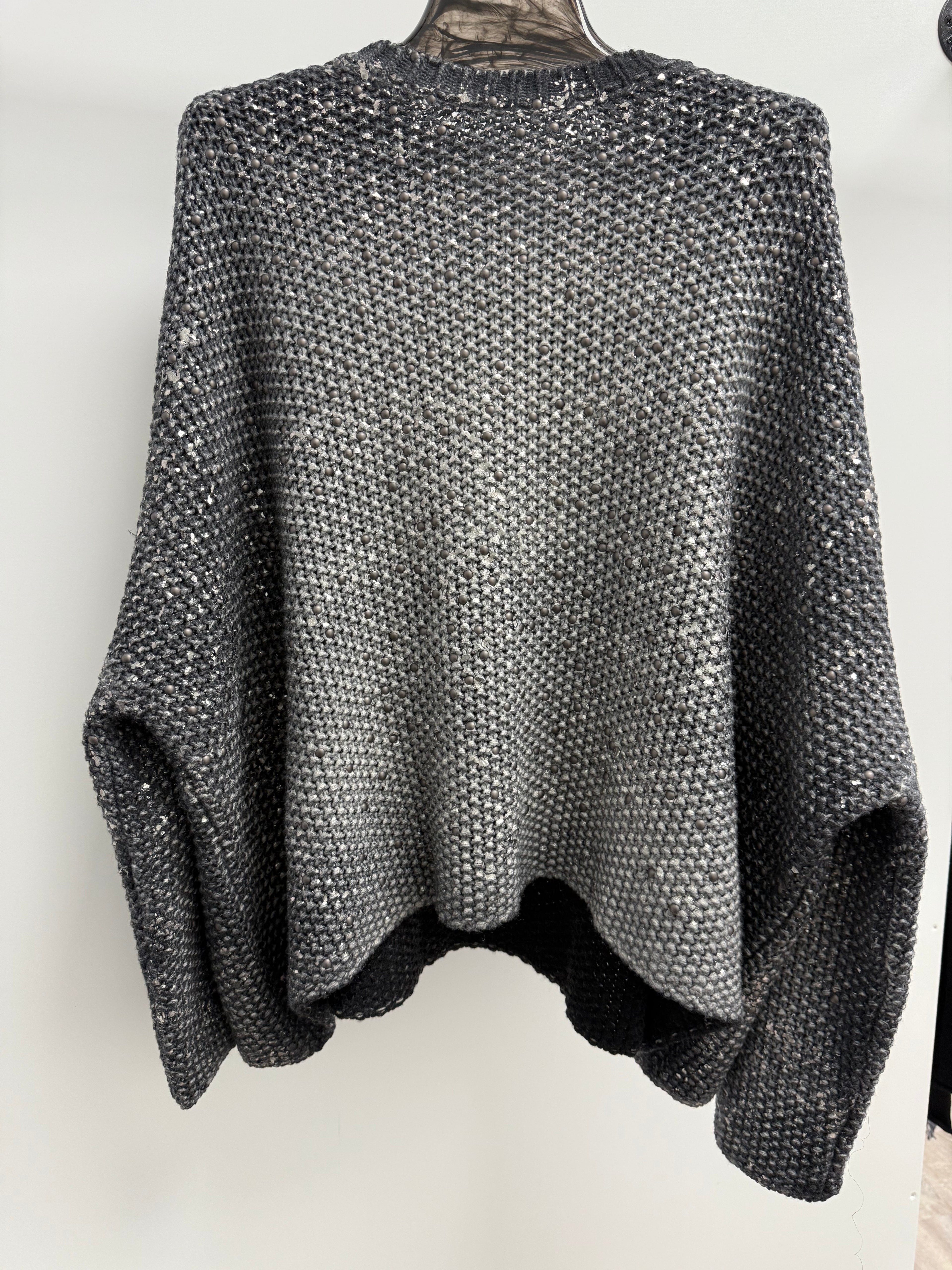 Merino Wool & Cashmere Husky Laminated Pullover with Studs