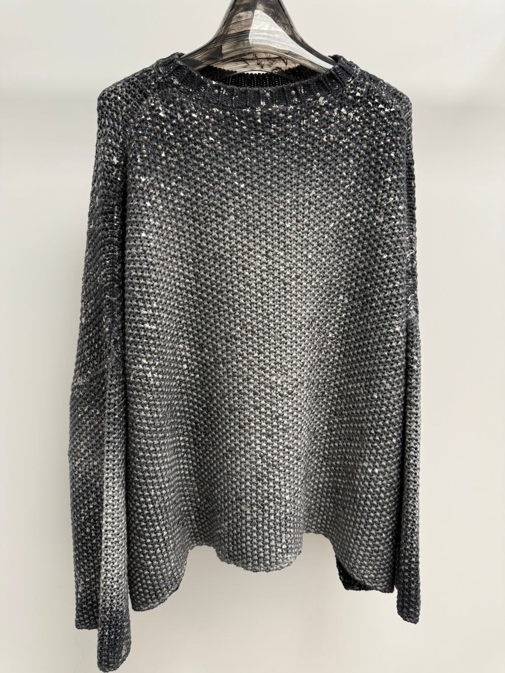 Merino Wool & Cashmere Husky Laminated Pullover with Studs