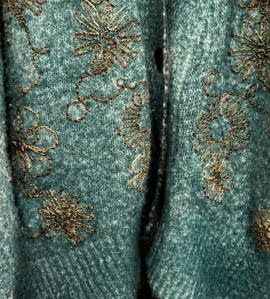 NVerderame Cotton Oversized Raffia Embroidered Cardigan