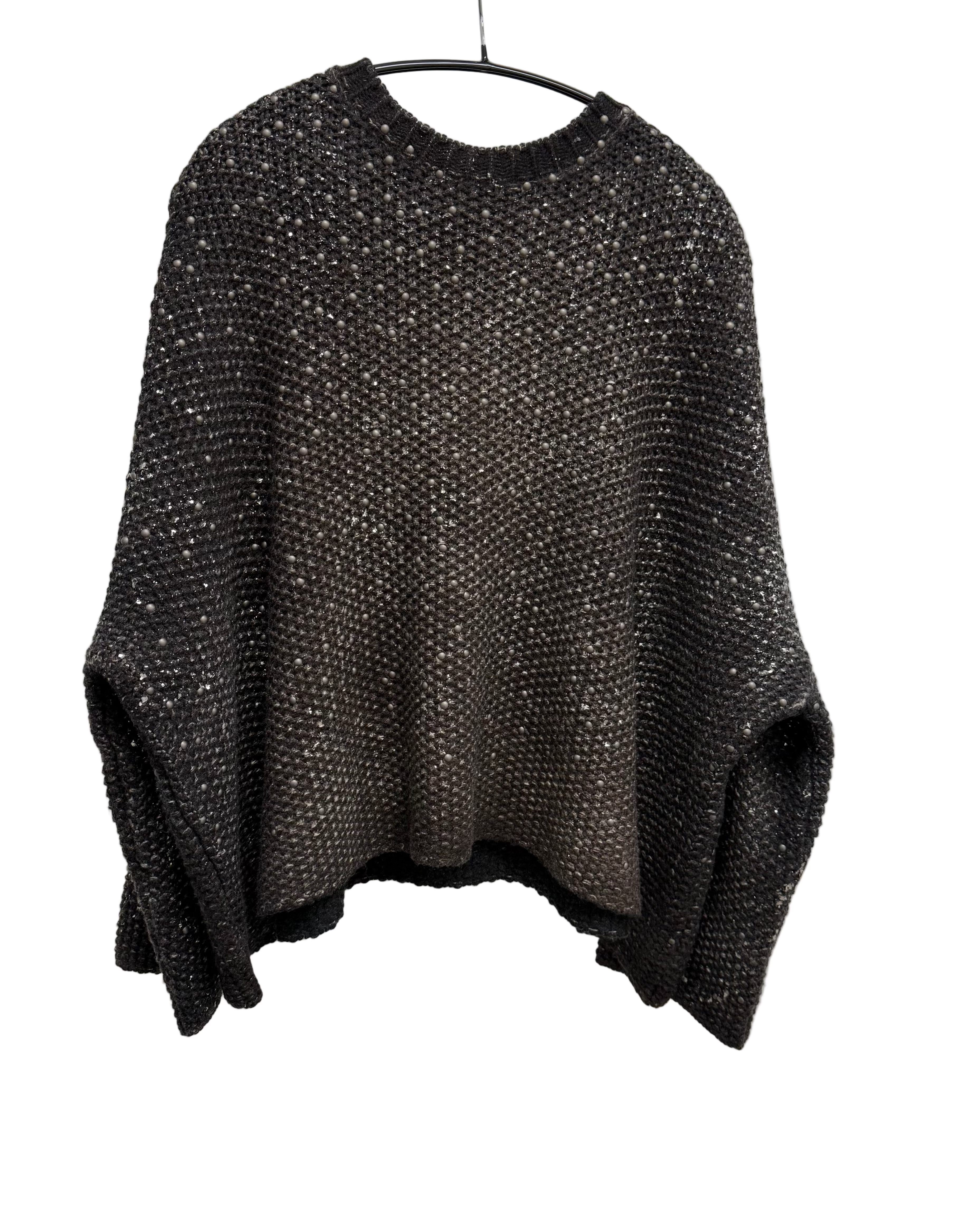 Merino Wool & Cashmere N/Moro Laminated Pullover with Studs