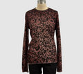 Avant Toi Ultralight Cashmere Animalier Print Crew Neck Pullover in Bordeaux