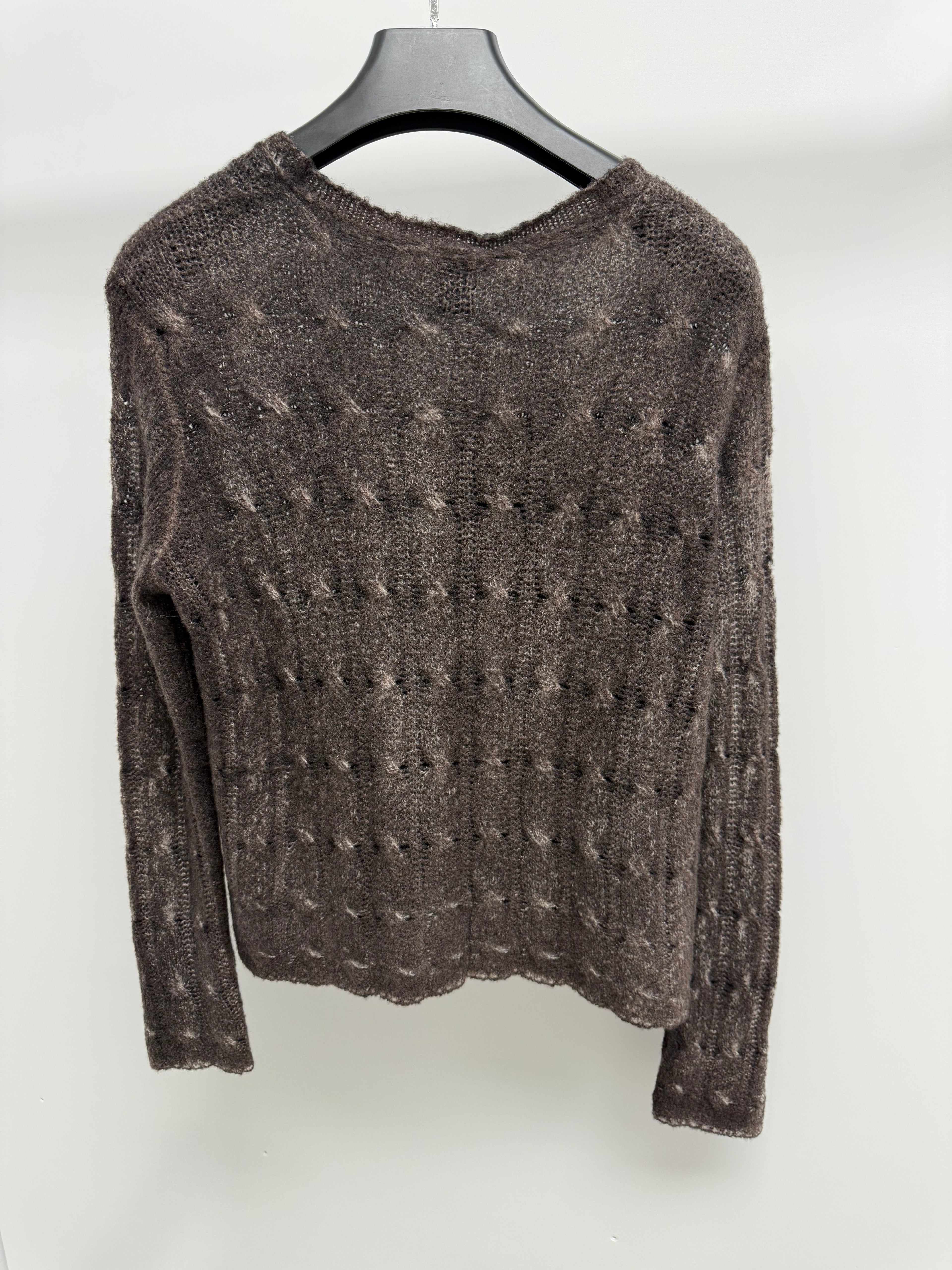 Avant Toi Hand Painted Braided Round Neck Cashmere/Silk Pullover in N/Moro