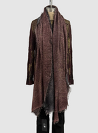Avant Toi Hand-Painted and Laminated Cashmere Scarf in Nero Bordeaux