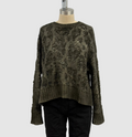Avant Toi Hand-Painted Leopard Jacquard Effect Round Neck Pullover in N/Moss