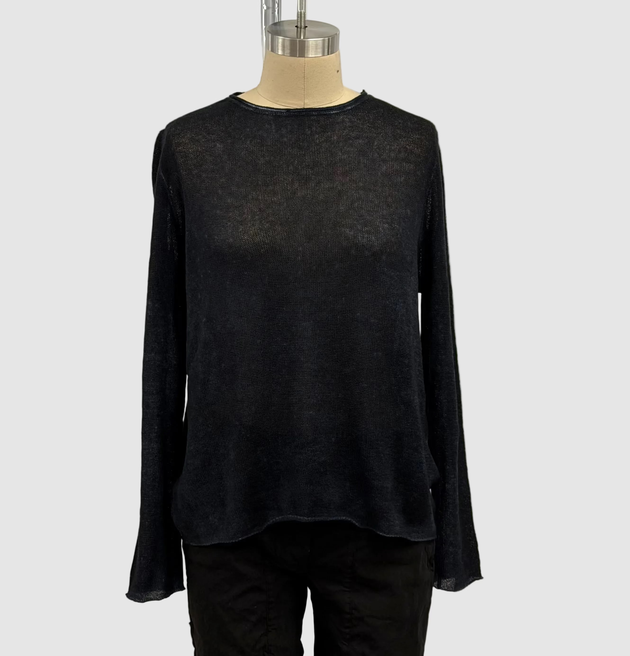 Avant Toi Salt Effect Crewneck Cashmere Sweater in Blu Navy