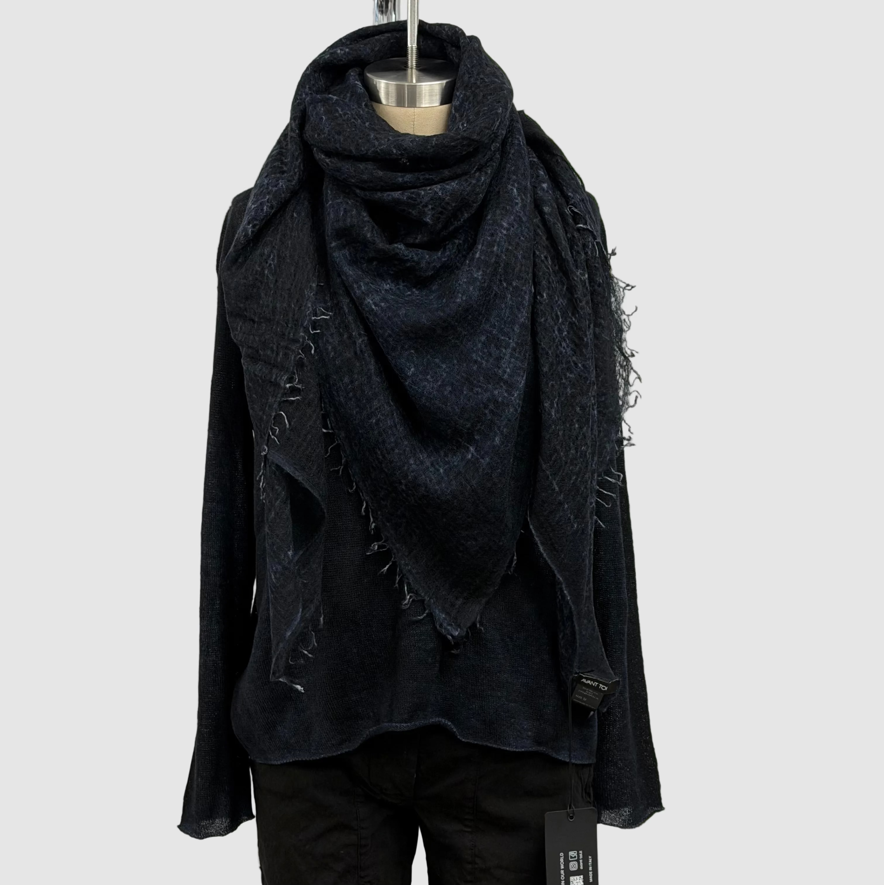 Avant Toi Sale Effect Cashmere Scarf in Blu Navy