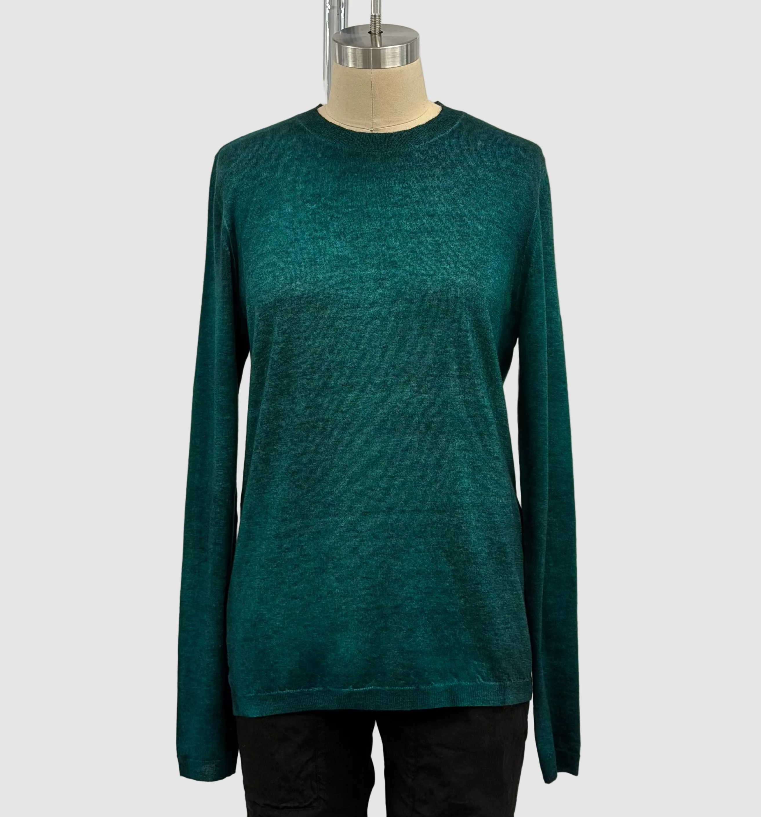 Avant Toi Hand-Painted Ultralight Cashmere Wool Crewneck in N/Menta