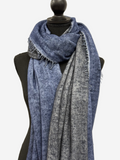 Avant Toi Bi-Color Cashmere Stola in Midnight/Carruba