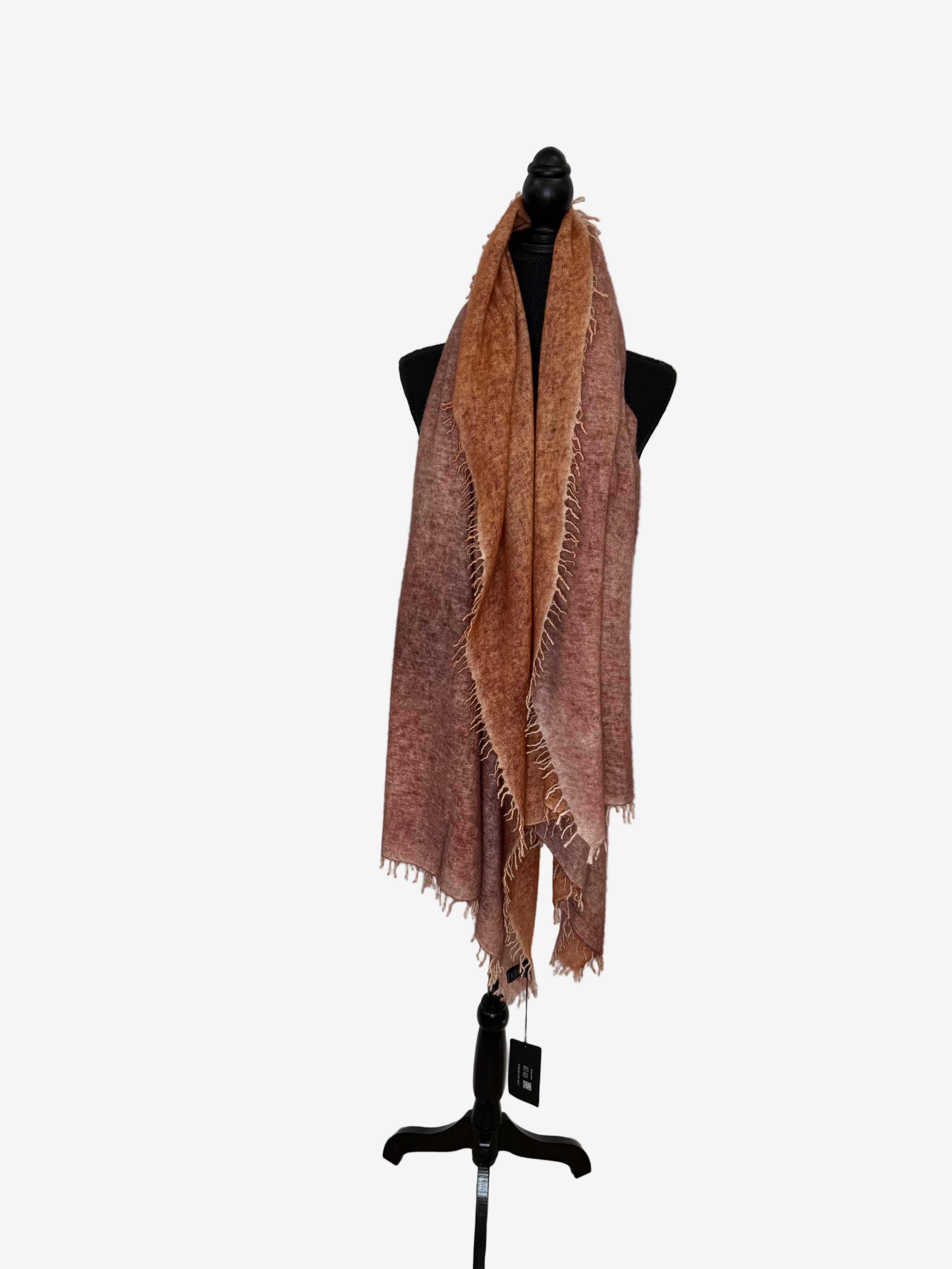 Avant Toi Bi-Color Cashmere Stola in Ambra/Agata