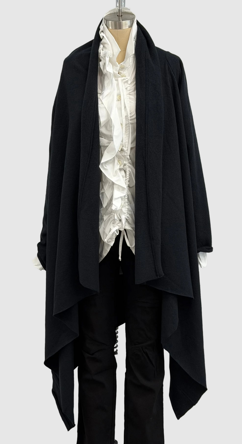 Katharina Hovman Long Black Draped Jacket in Black