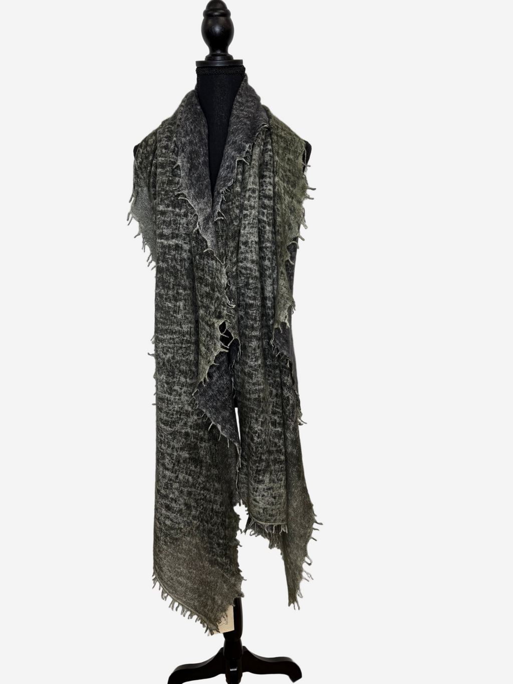 Fissore Bi-Color Cashmere Scarf in Olive/Charcoal