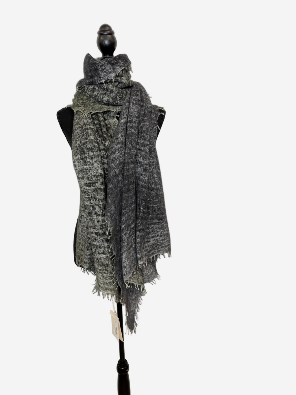 Fissore Bi-Color Cashmere Scarf in Olive/Charcoal