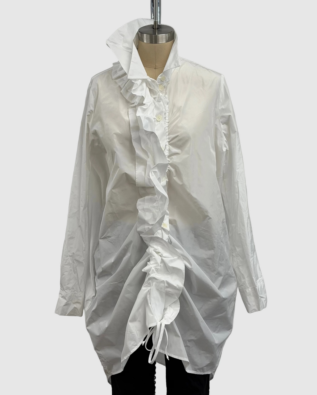 Katharina Hovman Long Ruffle Blouse in White