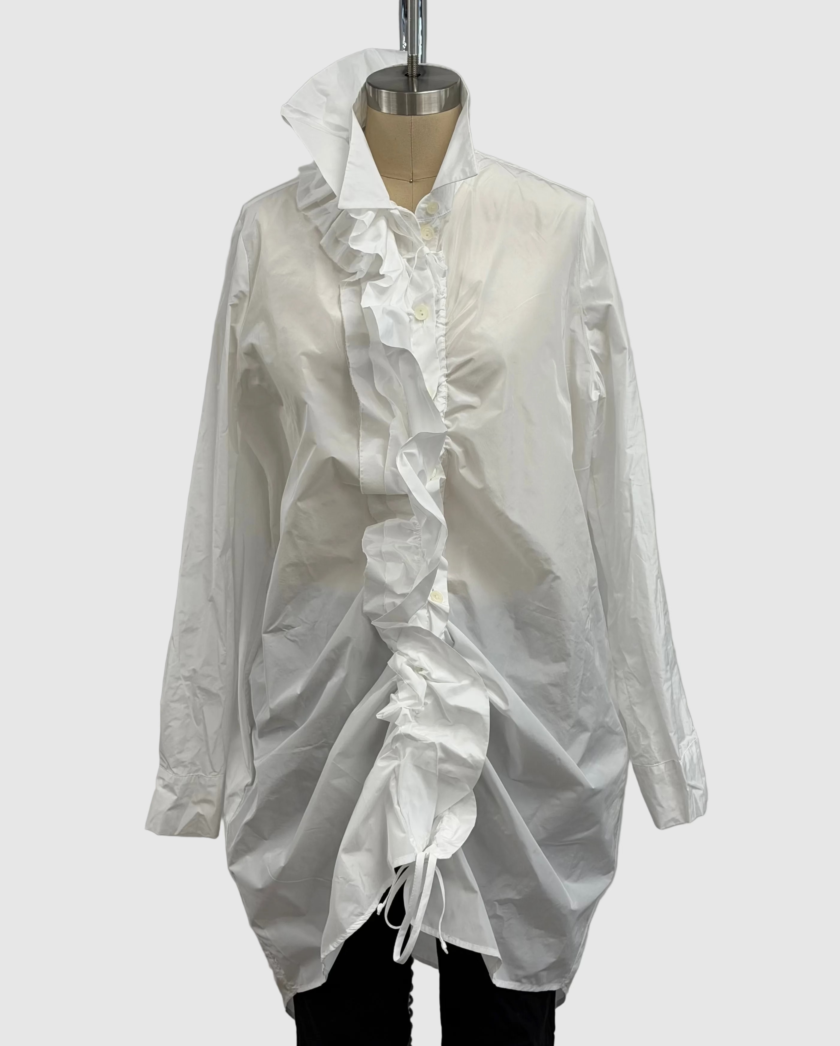 Katharina Hovman Long Ruffle Blouse in White
