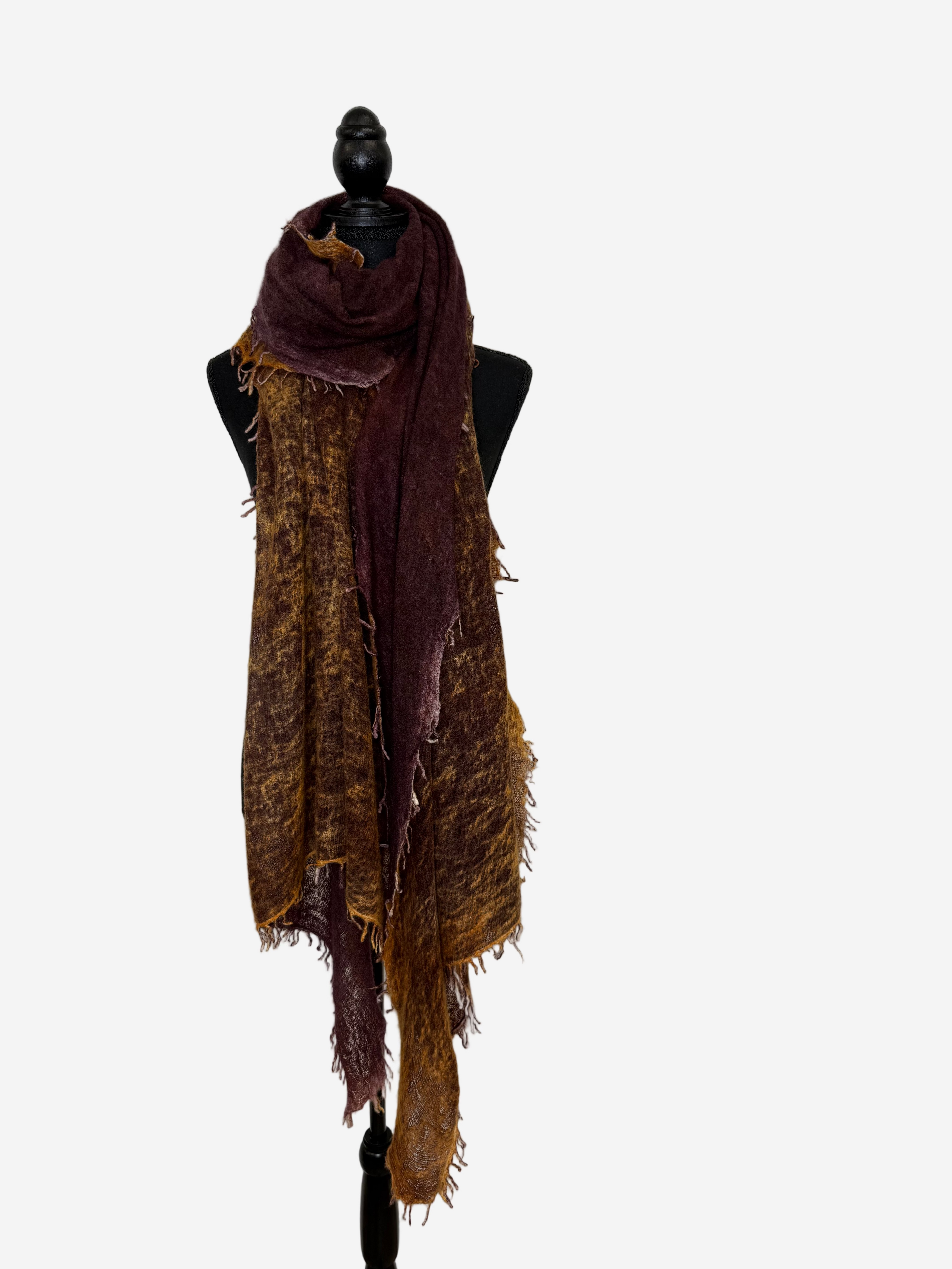 Fissore Bi-Color Cashmere Scarf in Rust/Burgundy