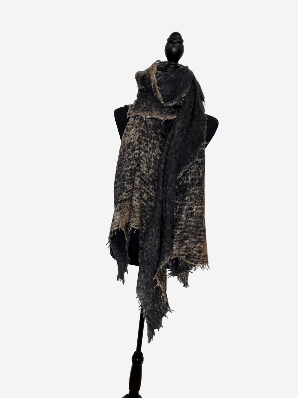 Fissore Bi-Color Cashmere Scarf in Sand/Black