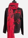 Cashmere Cat Seamless Short Pullover in Black/Red