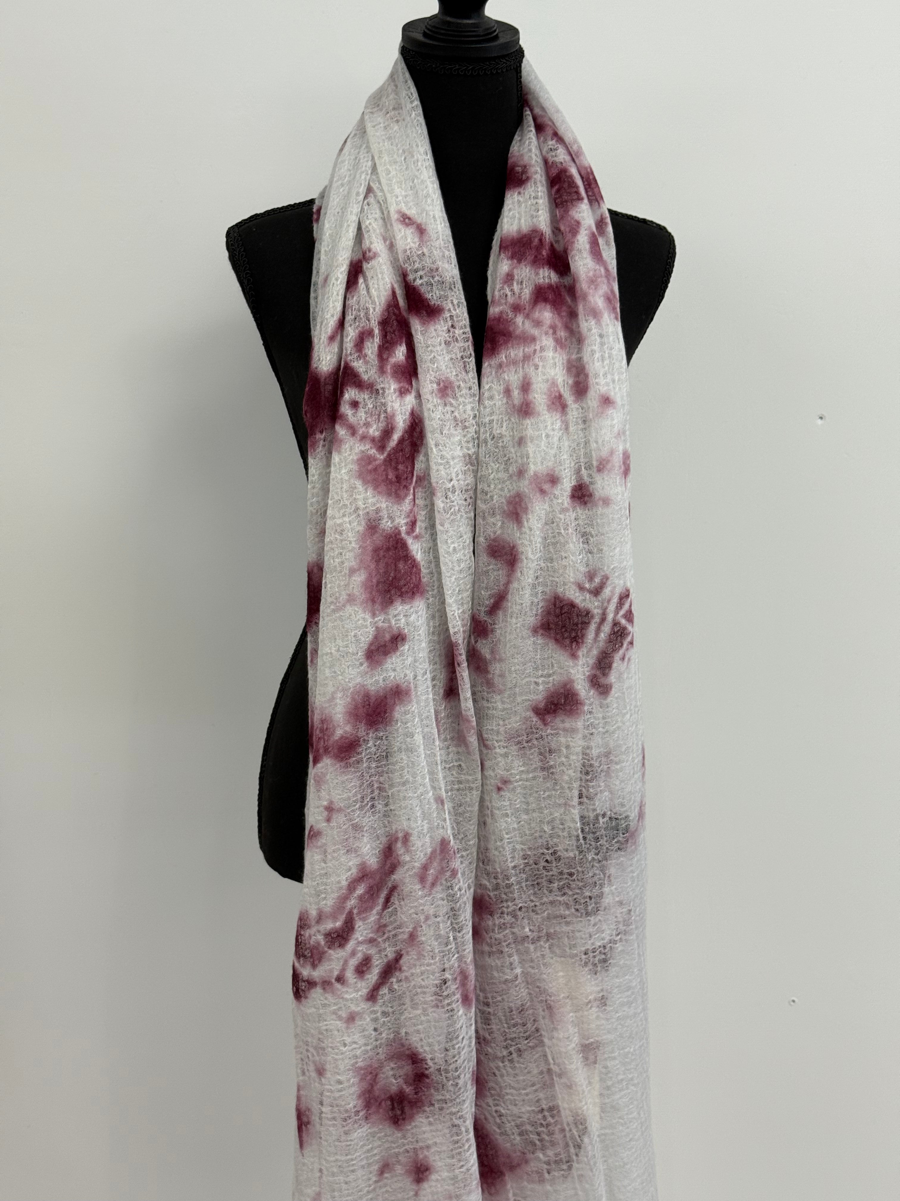 Featherweight Cashmere Shawl in Dark Purple/Light Grey