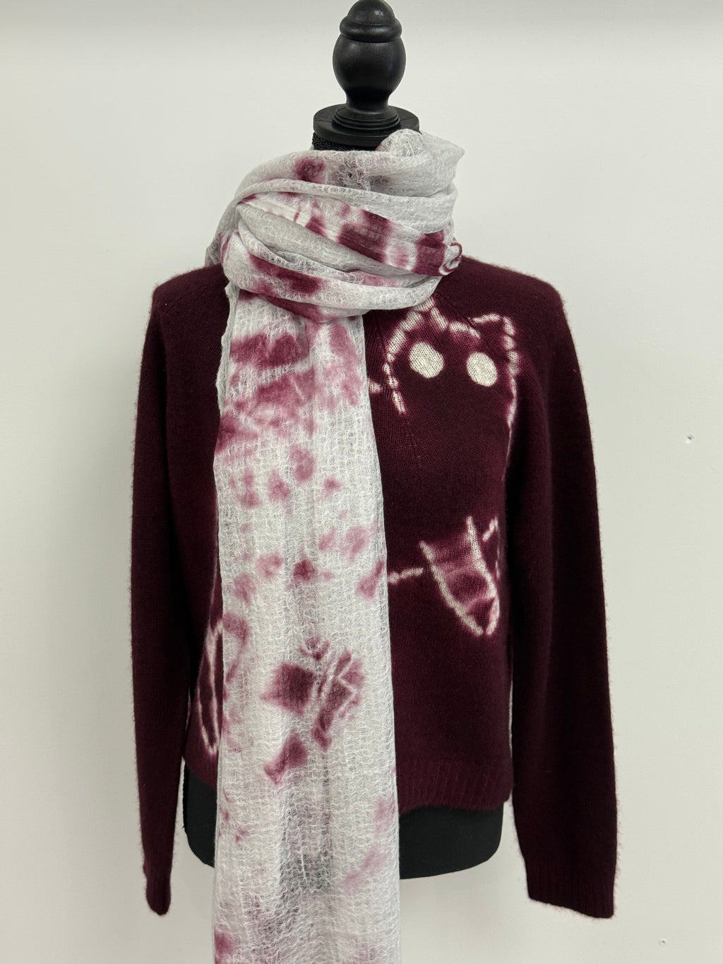 Featherweight Cashmere Shawl in Dark Purple/Light Grey