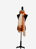 Featherweight Cashmere Shawl in Burnt Orange/White