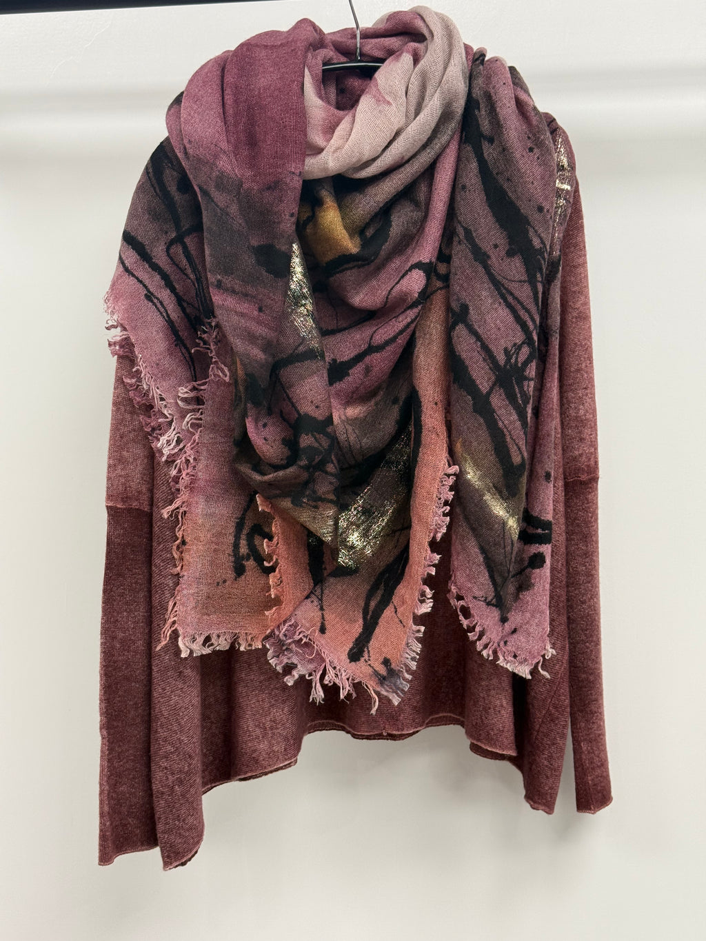 Avant Toi Hand Painted Light Cashmere Boat Neck Pullover in Agate