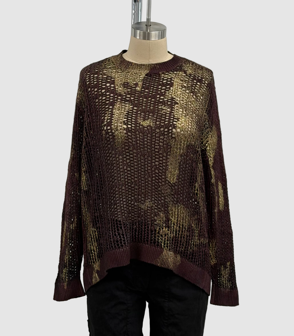 Avant Toi Hand-Painted and Laminated Pullover in Nero Bordeaux