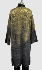 Avant Toi Gold Laminated Fur Stitched Cardigan in Nero