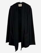 Lars Andersson 100% Merino Wool Relaxed Fit Hooded Wrap Jacket in Black