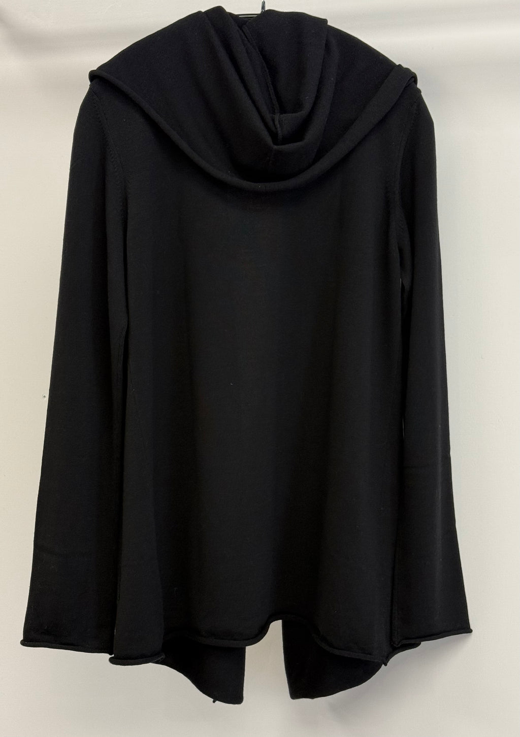 Lars Andersson 100% Merino Wool Relaxed Fit Hooded Wrap Jacket in Black