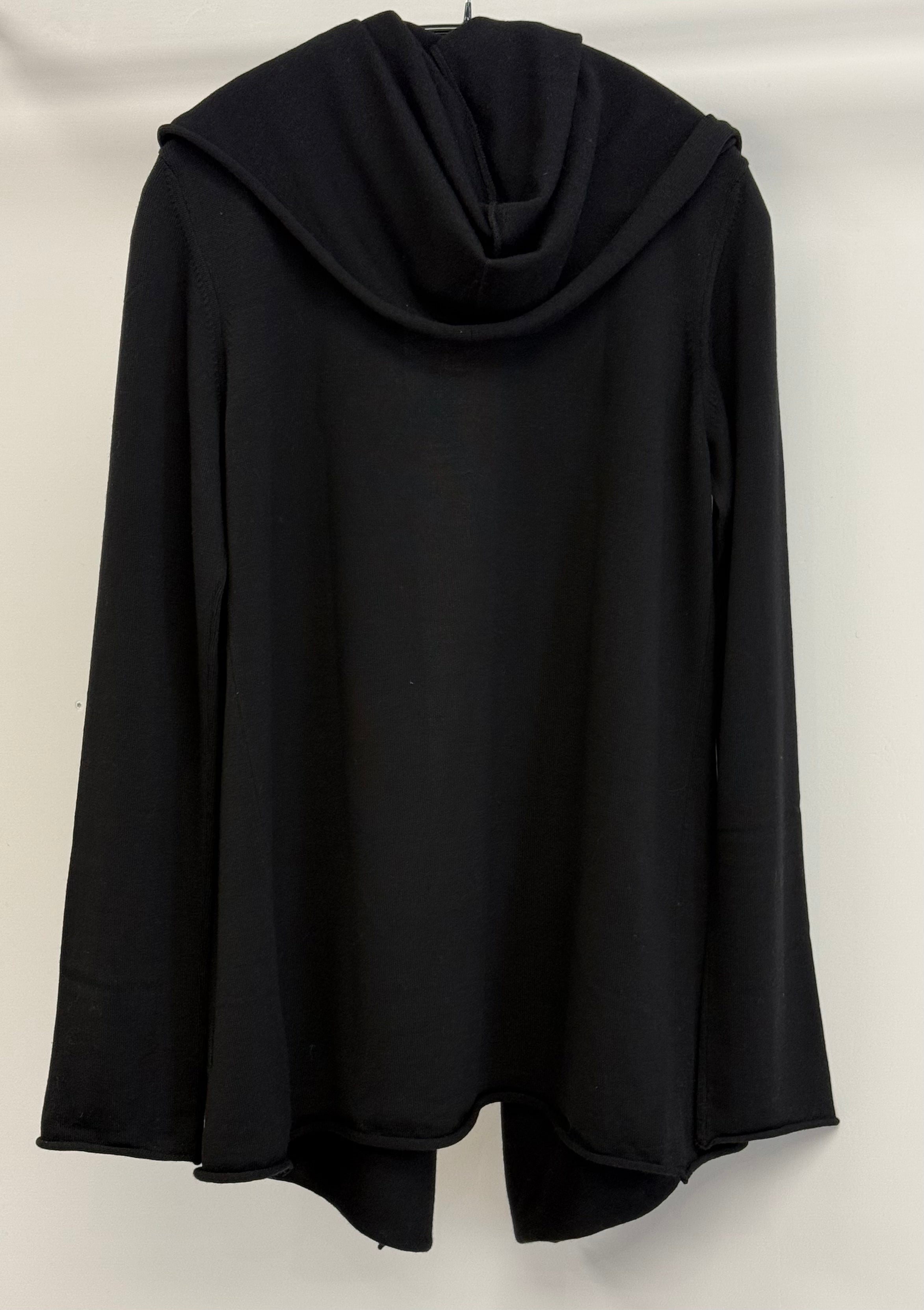 Lars Andersson 100% Merino Wool Relaxed Fit Hooded Wrap Jacket in Black