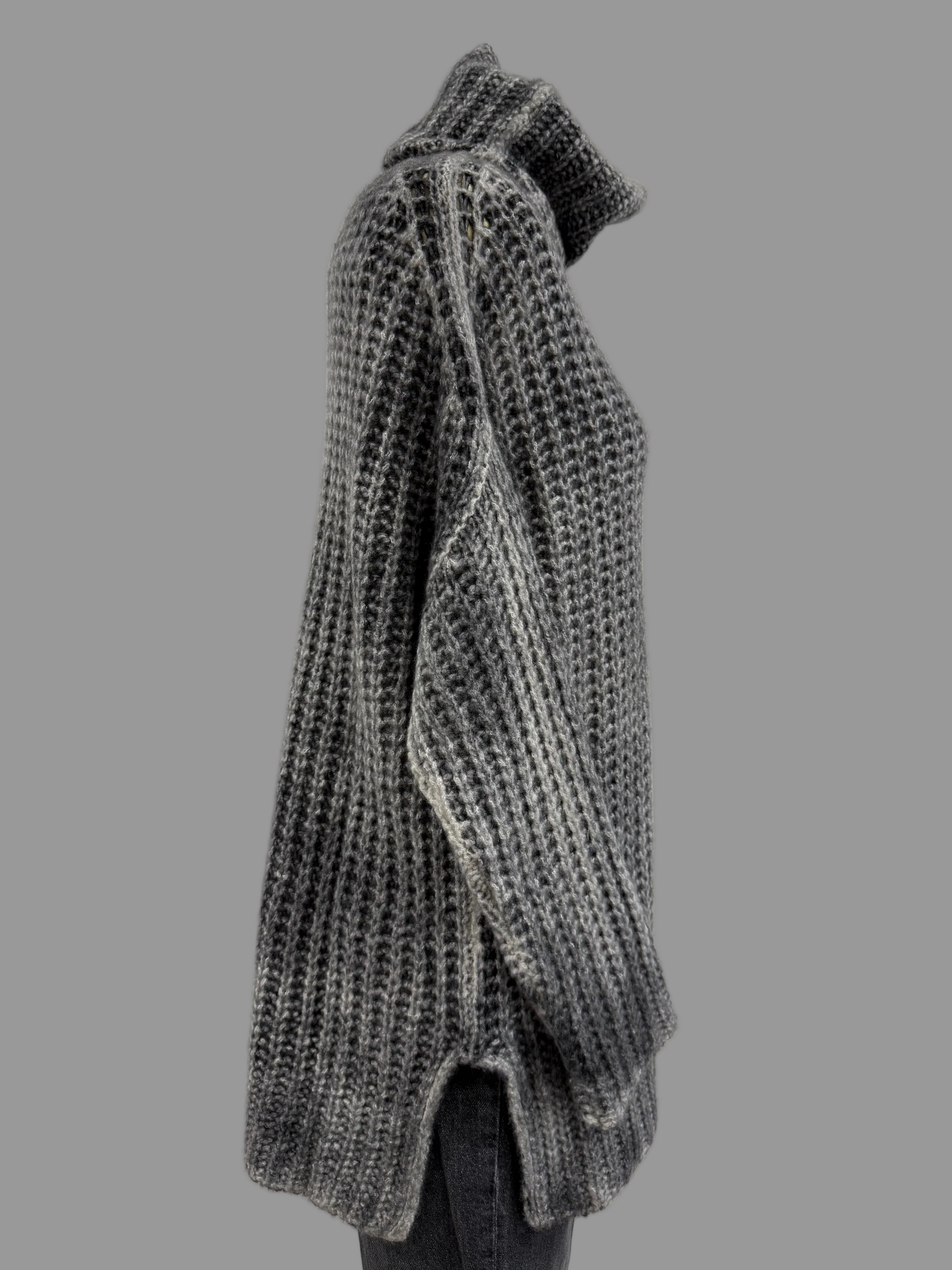 Avant Toi Maglia Alto Pannocchia Hand Painted Cashmere Silk Sweater in Husky