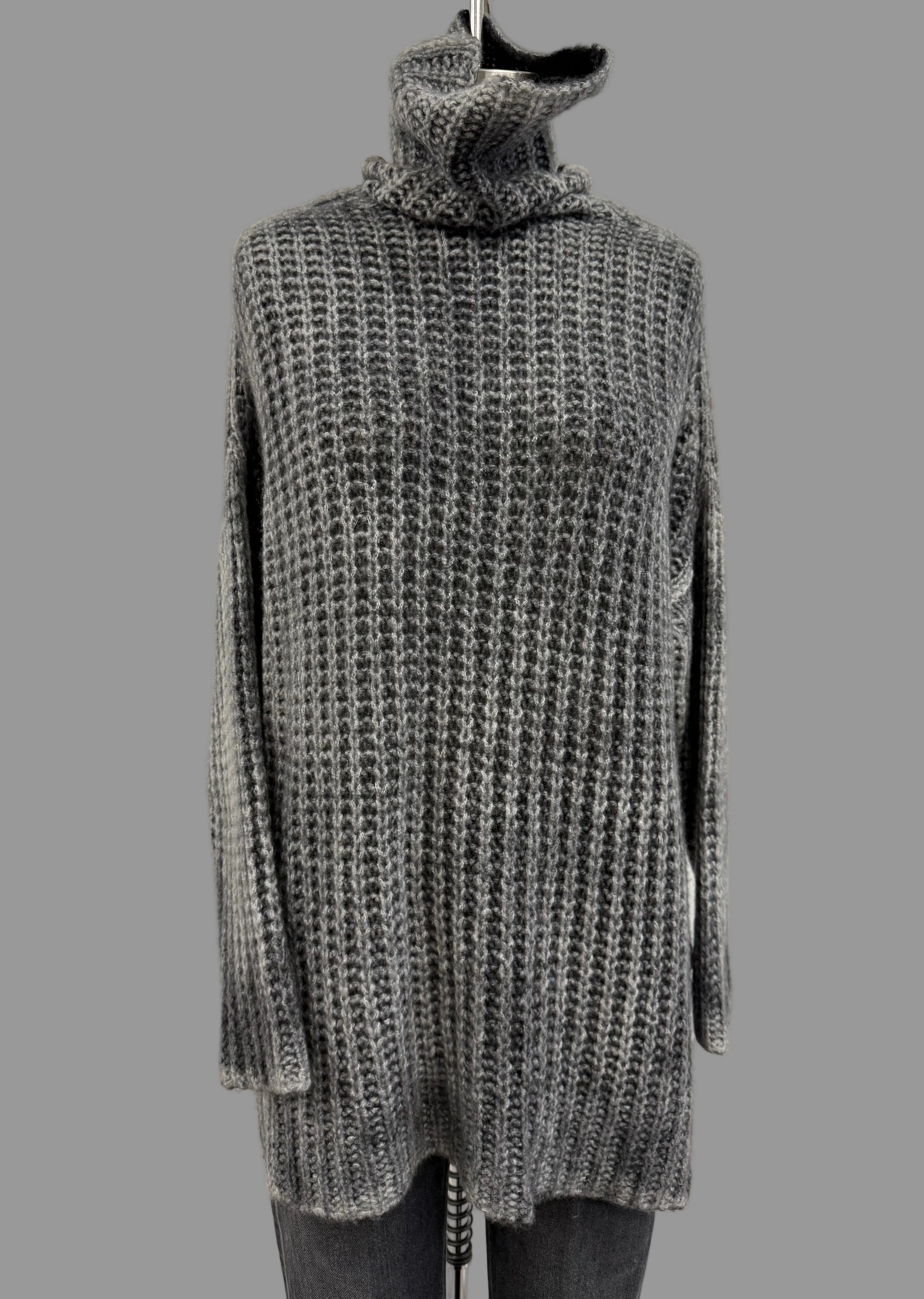 Avant Toi Maglia Alto Pannocchia Hand Painted Cashmere Silk Sweater in Husky