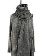 Avant Toi Hand-Painted Cashmere Long Stola Scarf in N/Nero with Gold Lamination