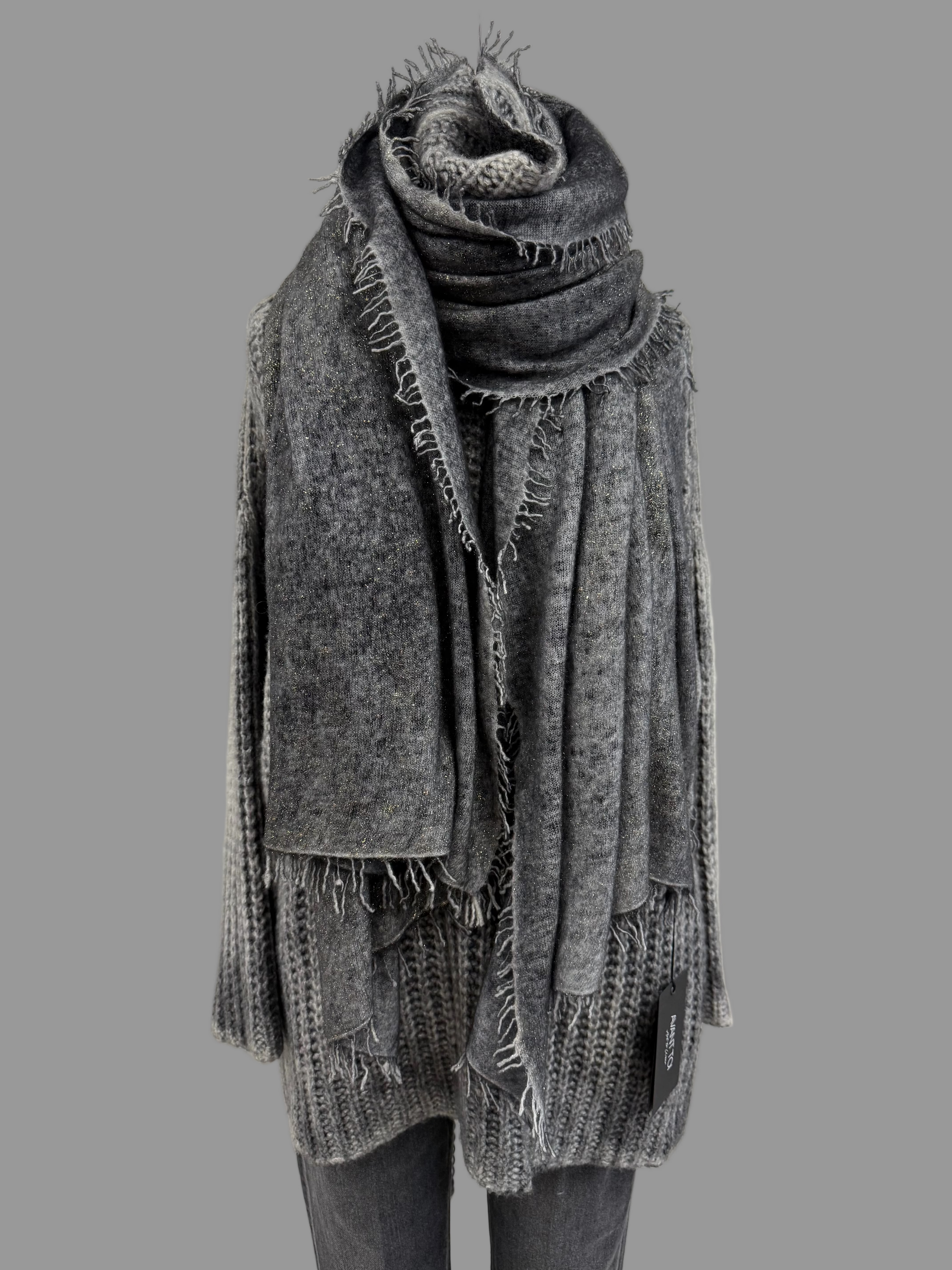 Avant Toi Maglia Alto Pannocchia Hand Painted Cashmere Silk Sweater in Husky