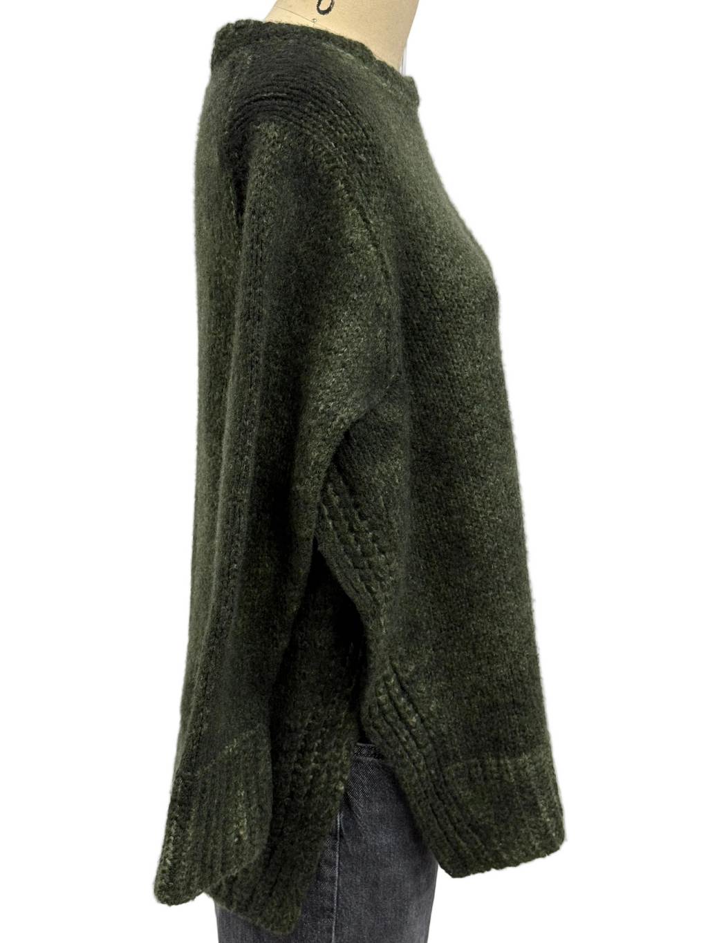 Avant Toi Side Slit Pullover Cashmere Blend Sweater in N/Brughiera