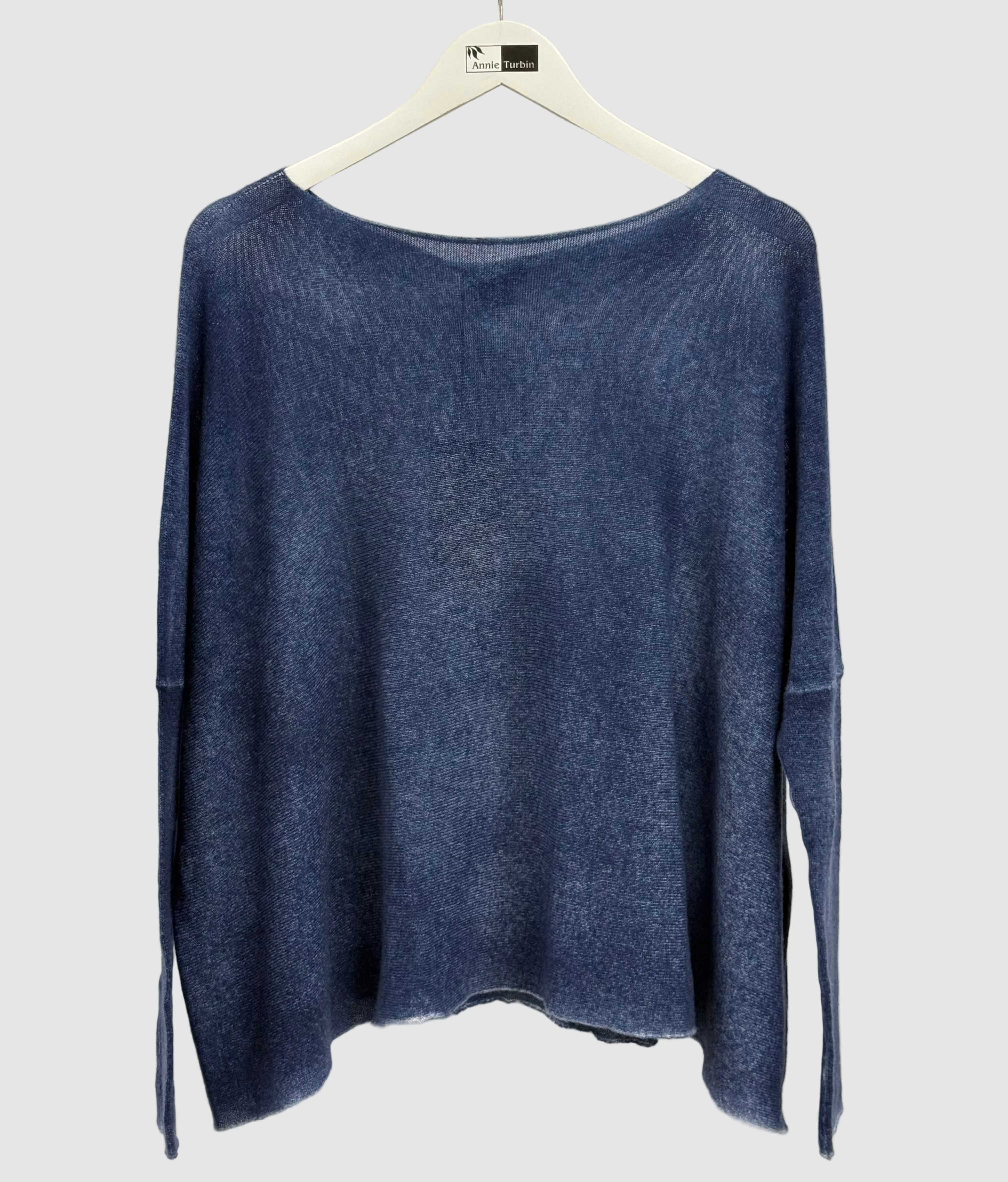 Avant Toi Hand Painted Light Cashmere Boat Neck Pullover in Midnight