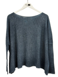 Avant Toi Hand Painted Light Cashmere Boat Neck Pullover in N/Midnight