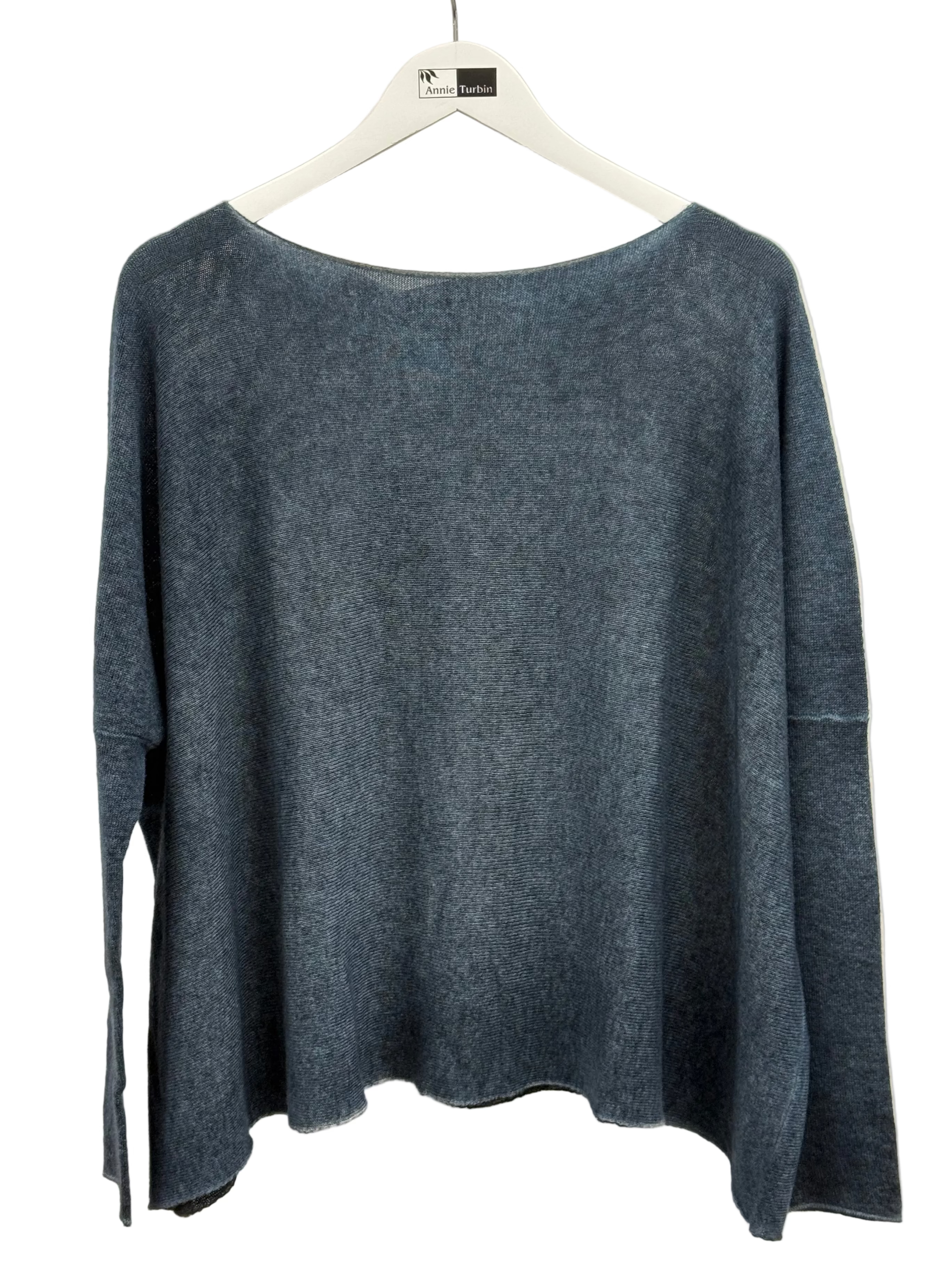 Avant Toi Hand Painted Light Cashmere Boat Neck Pullover in N/Midnight